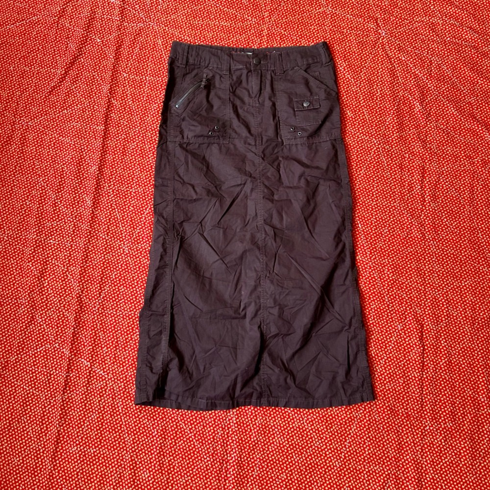 Maurices Vintage Y2K Brown Cargo Maxi Skirt Size 7/8 Cotton Twee Indie Coquette